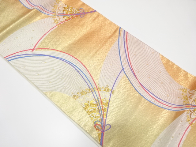 JAPANESE KIMONO / VINTAGE FUKURO OBI / SILK / WOVEN FLOWER CREST